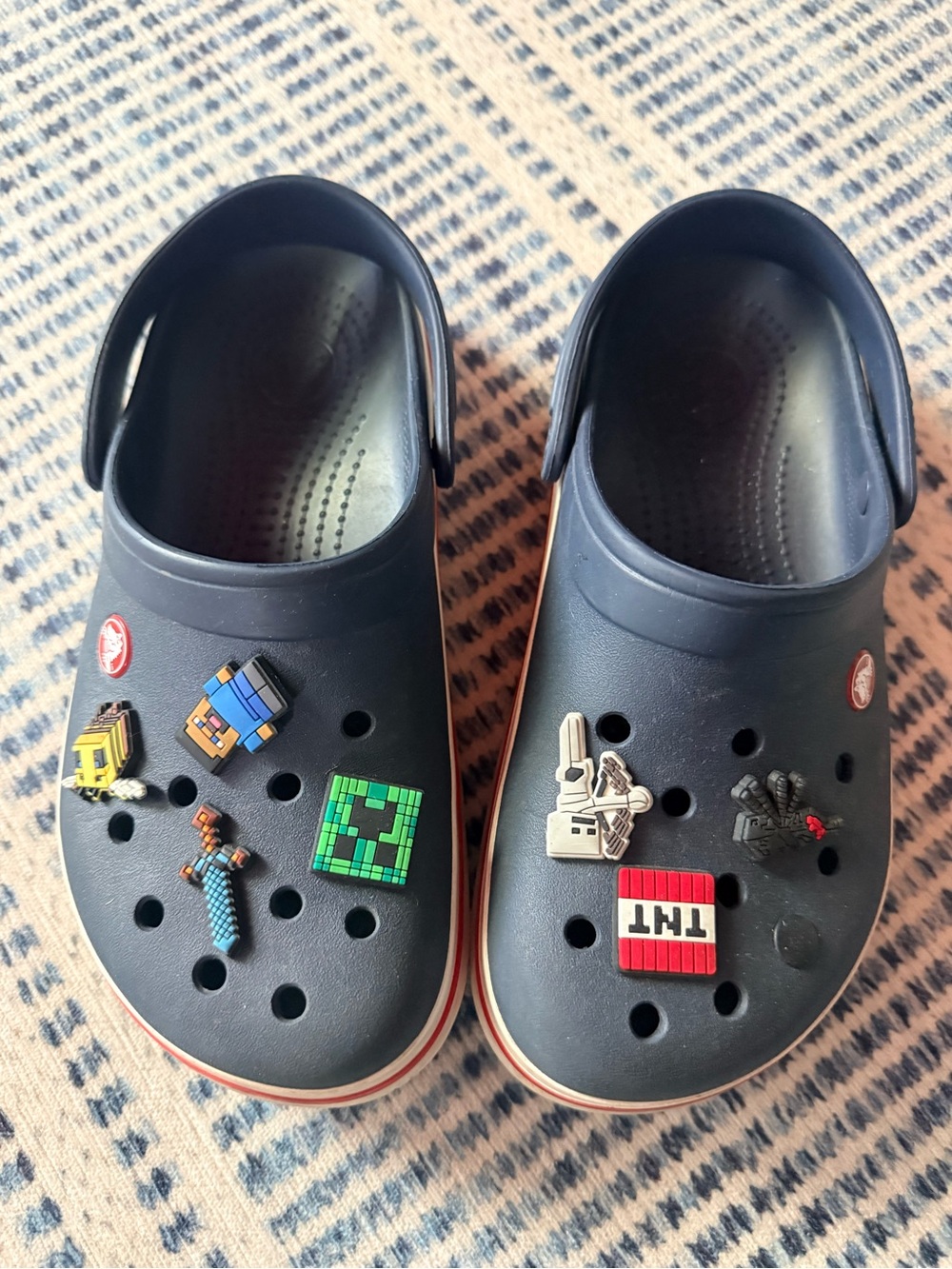 Crocs Navy Blue Clog Shoes with Decorative Charms